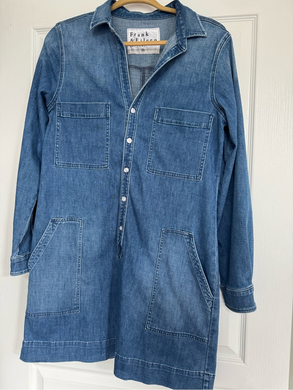 Frank & Eileen Southern Ireland Dream Denim Shirt Dress in Medium Blue